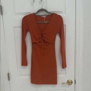 Zara Rust Long Sleeve Dress